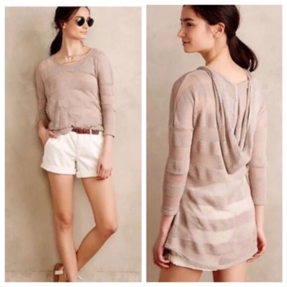 Anthro Saturday Sunday Light Tan Hooded Sweater